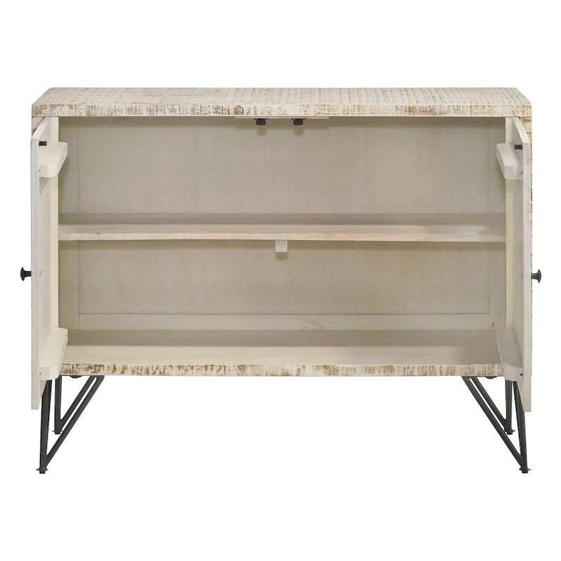 Meuble d'appoint Komomo blanchi avec 1 étagère réglable