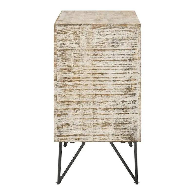 Meuble d'appoint Komomo blanchi avec 1 étagère réglable