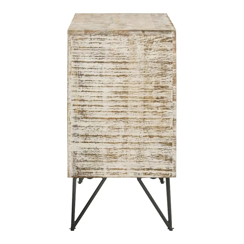 Meuble d'appoint Komomo blanchi avec 1 étagère réglable