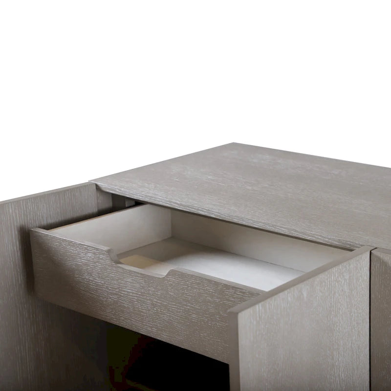Bahut de salle à manger transitionnel gris en bois massif Cruz de Furniture of America avec portes