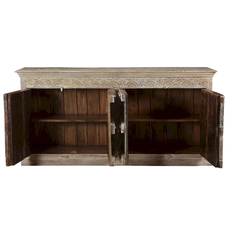 Timbergirl Buffet en bois massif avec 4 portes - 89