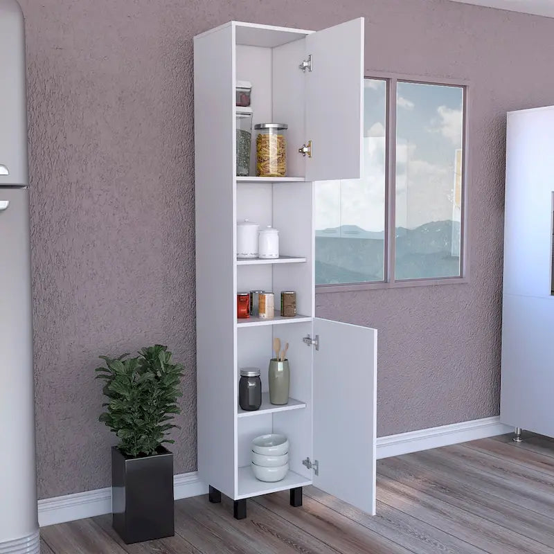 Meuble de cuisine Almada, trois étagères intérieures, finition blanche, haute qualité et durable