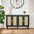 Buffet en rotin avec 4 portes et étagères réglables – 11,8P x 47,2L x 29,5H