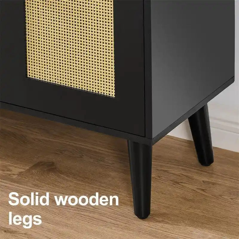 Buffet en rotin avec 4 portes et étagères réglables – 11,8P x 47,2L x 29,5H