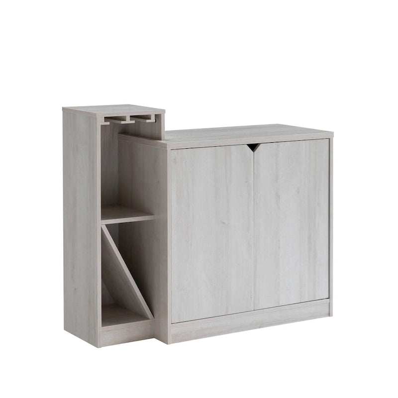 Meuble Bar, Armoire de Rangement pour Bouteilles de Vin avec Présentoir de Cuisine, Contient 4 Bouteilles de Vin - Chêne Blanc