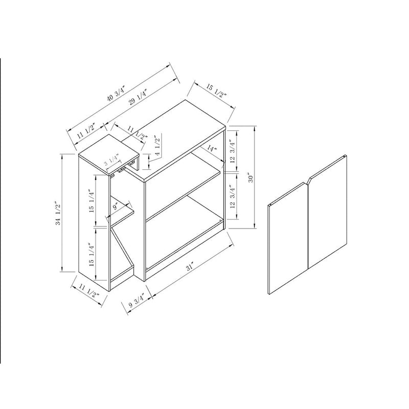 Meuble Bar, Armoire de Rangement pour Bouteilles de Vin avec Présentoir de Cuisine, Contient 4 Bouteilles de Vin - Chêne Blanc