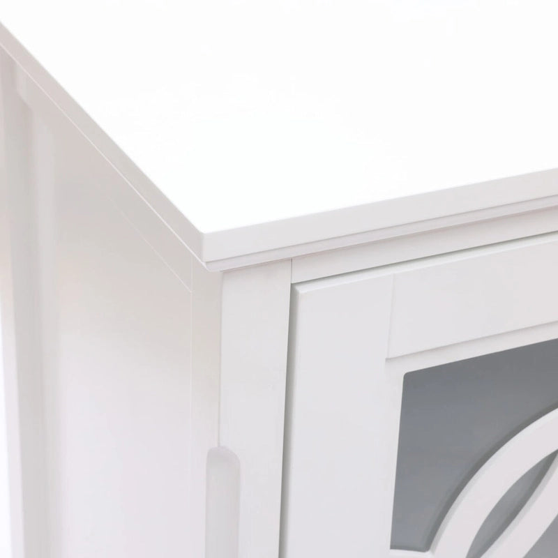 Buffet de 35,8 po de large en pin blanc avec portes vitrées (ensemble de 2)