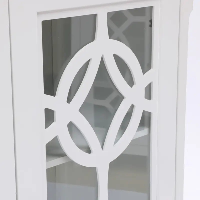 Buffet de 35,8 po de large en pin blanc avec portes vitrées (ensemble de 2)