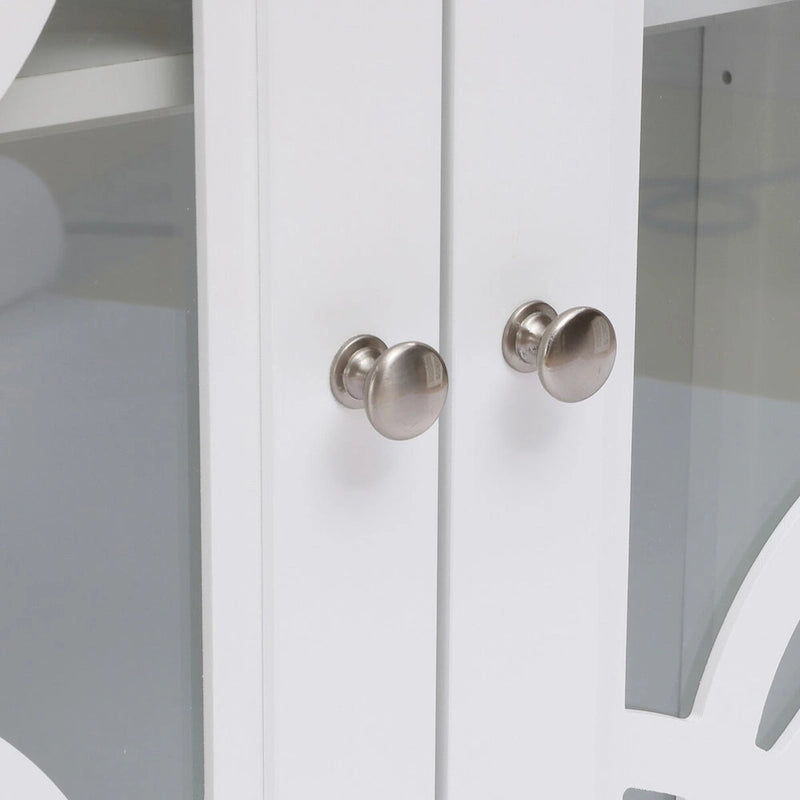 Buffet de 35,8 po de large en pin blanc avec portes vitrées (ensemble de 2)