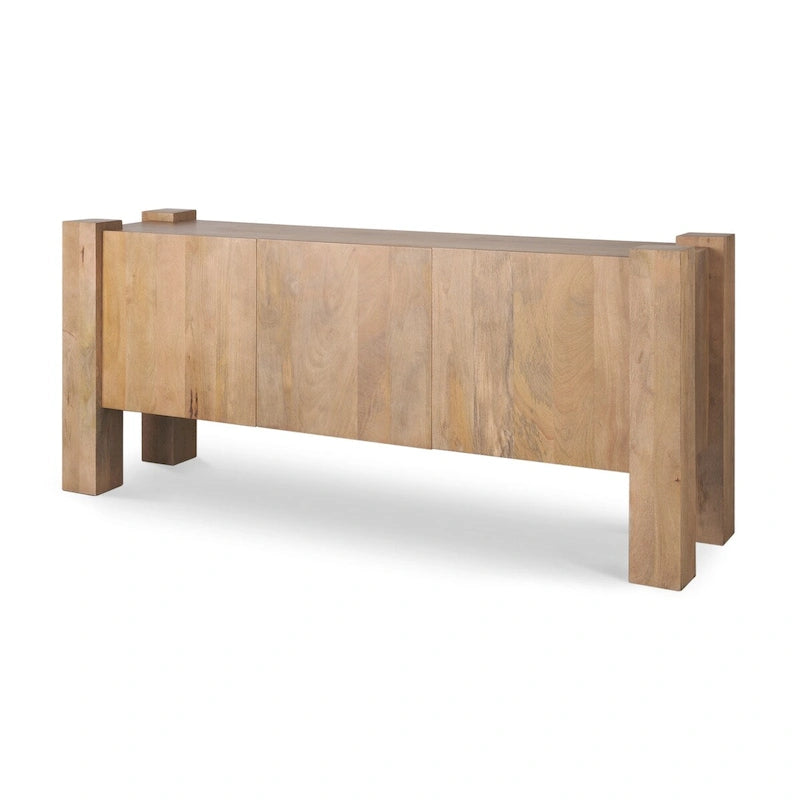 Buffet Beth en bois clair avec 3 portes - 74,5L x 20,0l x 33,0H