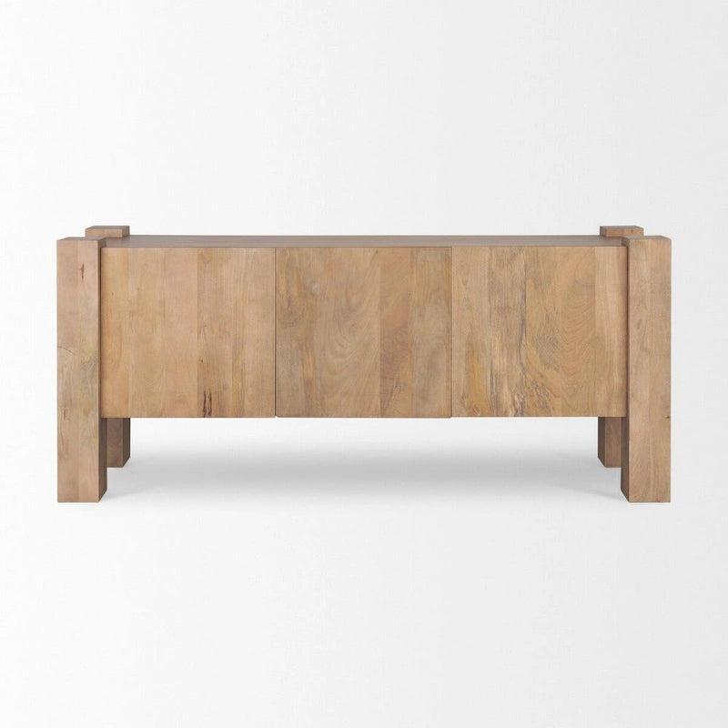 Buffet Beth en bois clair avec 3 portes - 74,5L x 20,0l x 33,0H