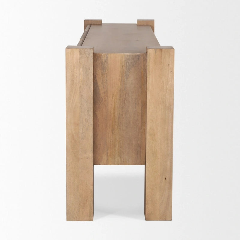 Buffet Beth en bois clair avec 3 portes - 74,5L x 20,0l x 33,0H