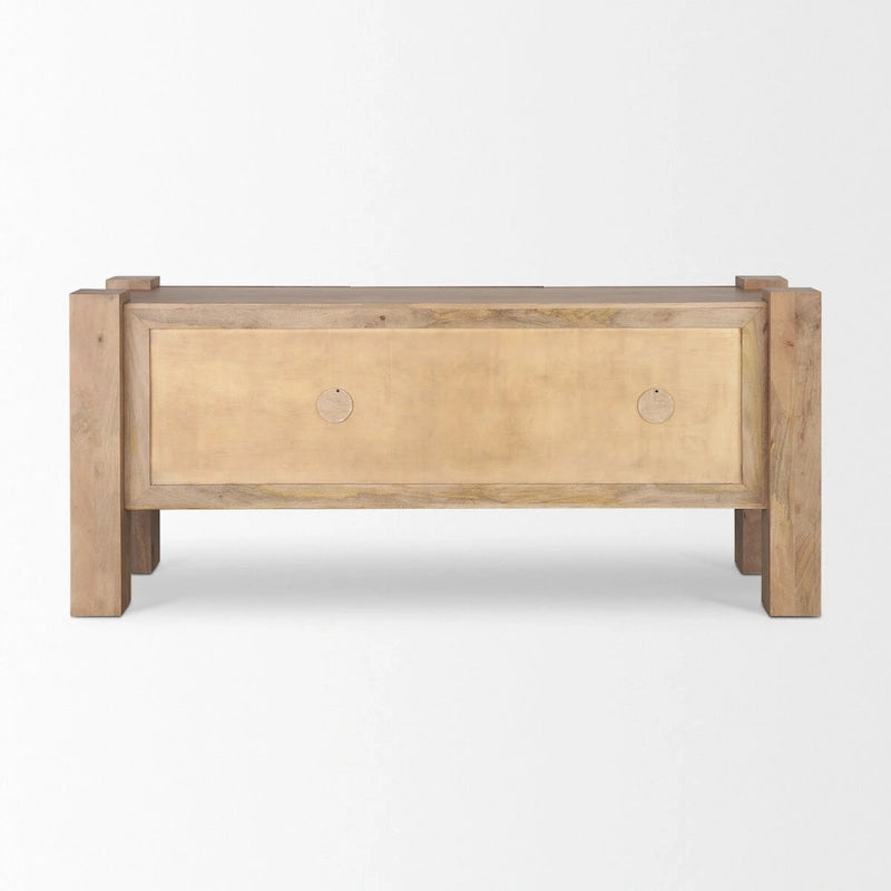 Buffet Beth en bois clair avec 3 portes - 74,5L x 20,0l x 33,0H