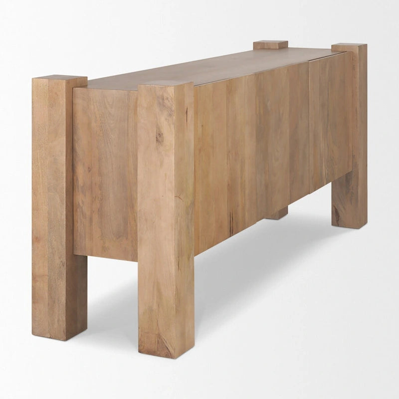 Buffet Beth en bois clair avec 3 portes - 74,5L x 20,0l x 33,0H
