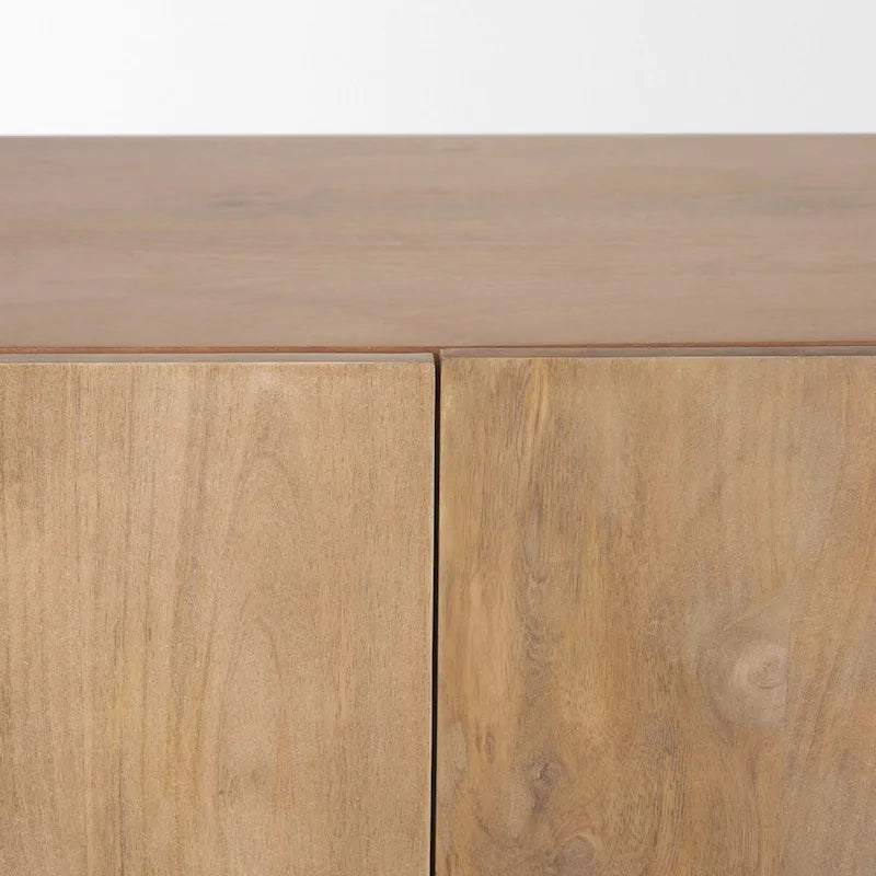 Buffet Beth en bois clair avec 3 portes - 74,5L x 20,0l x 33,0H