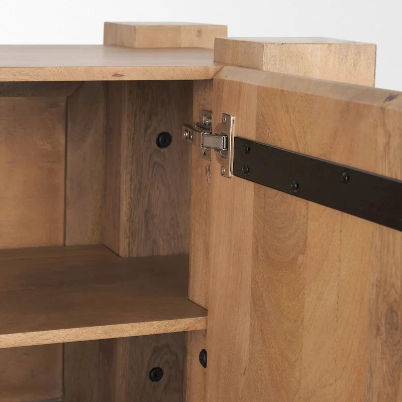 Buffet Beth en bois clair avec 3 portes - 74,5L x 20,0l x 33,0H