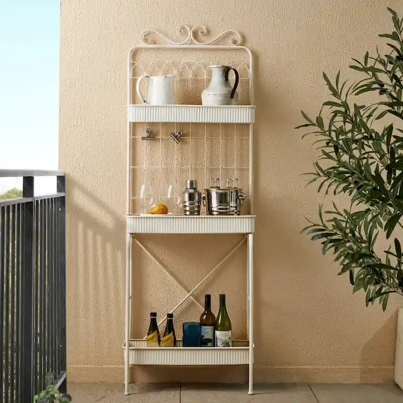 Glitzhome Étagère à 3 niveaux 68H, Support pour plantes en métal noir, Étagère de cuisine, Rangement multifonctionnel pour l'intérieur et l'extérieur