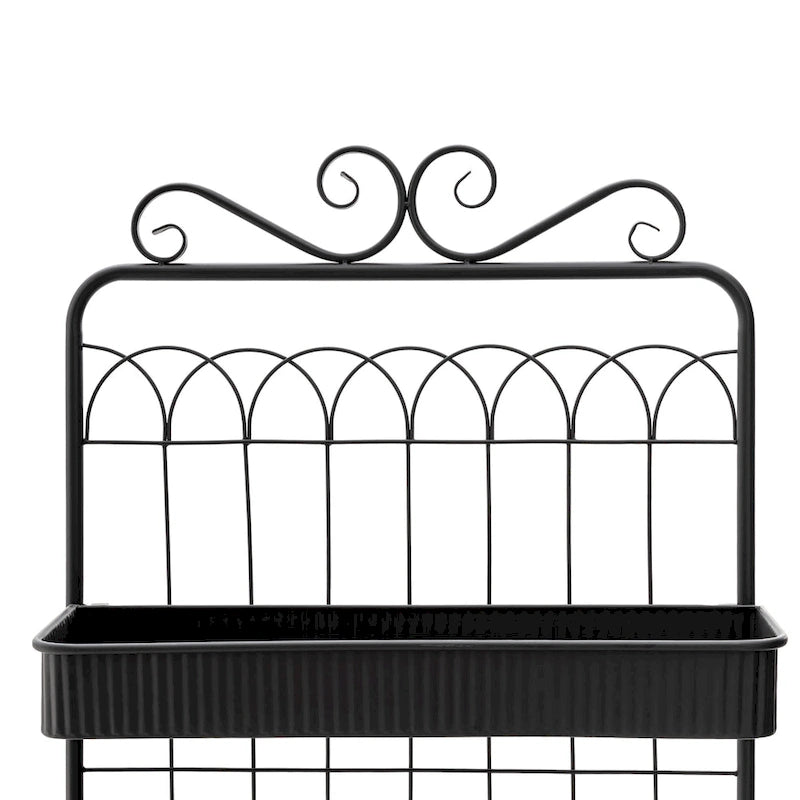 Glitzhome Étagère à 3 niveaux 68H, Support pour plantes en métal noir, Étagère de cuisine, Rangement multifonctionnel pour l'intérieur et l'extérieur