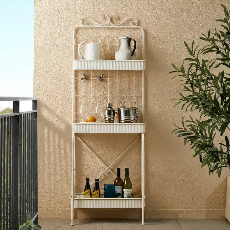 Glitzhome Étagère à 3 niveaux 68H, Support pour plantes en métal noir, Étagère de cuisine, Rangement multifonctionnel pour l'intérieur et l'extérieur