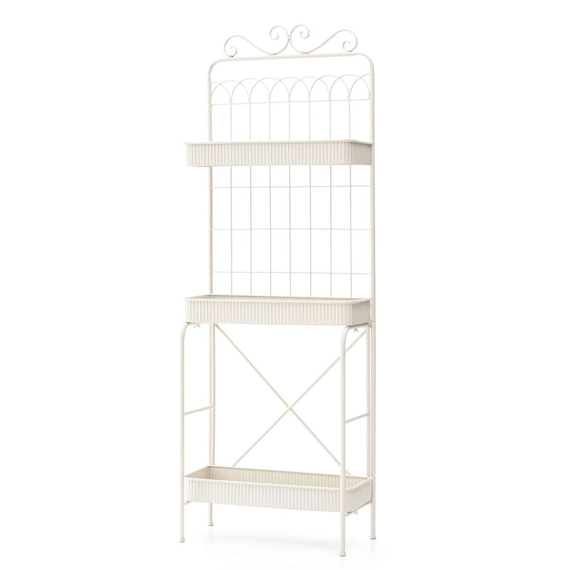 Glitzhome Étagère à 3 niveaux 68H, Support pour plantes en métal noir, Étagère de cuisine, Rangement multifonctionnel pour l'intérieur et l'extérieur