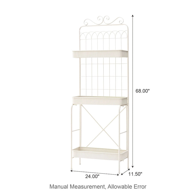 Glitzhome Étagère à 3 niveaux 68H, Support pour plantes en métal noir, Étagère de cuisine, Rangement multifonctionnel pour l'intérieur et l'extérieur