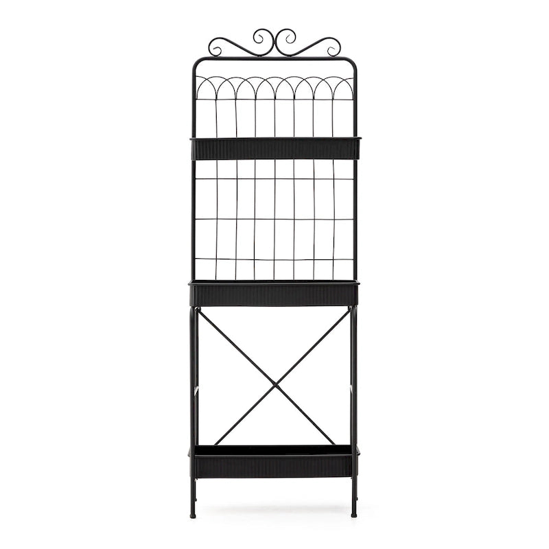 Glitzhome Étagère à 3 niveaux 68H, Support pour plantes en métal noir, Étagère de cuisine, Rangement multifonctionnel pour l'intérieur et l'extérieur
