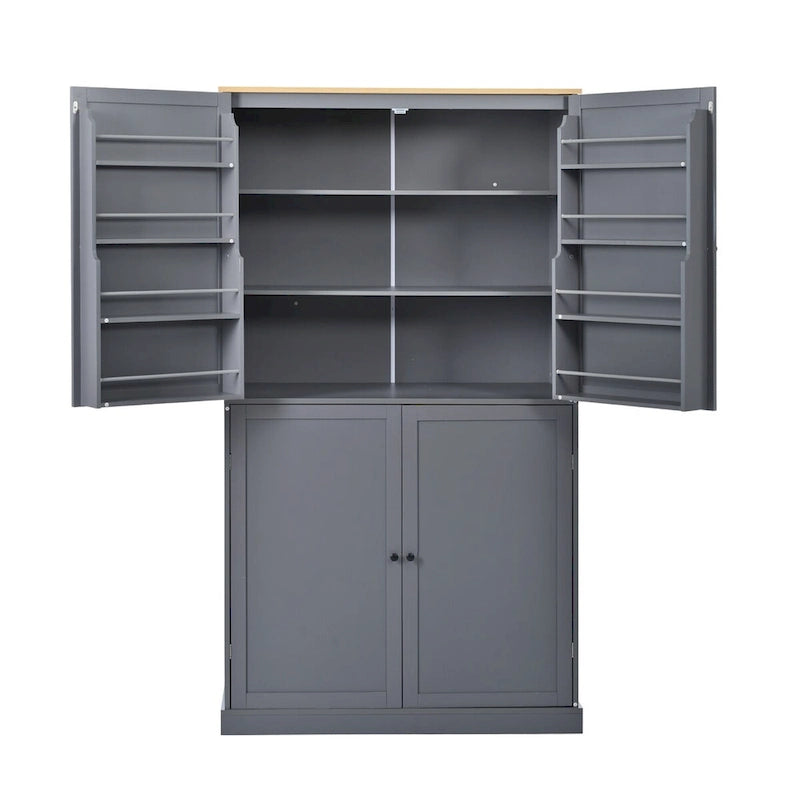 Grand garde-manger de cuisine autoportant de 40,2x20x71,3 pouces avec 2 tiroirs, 2 étagères réglables et 8 étagères de porte