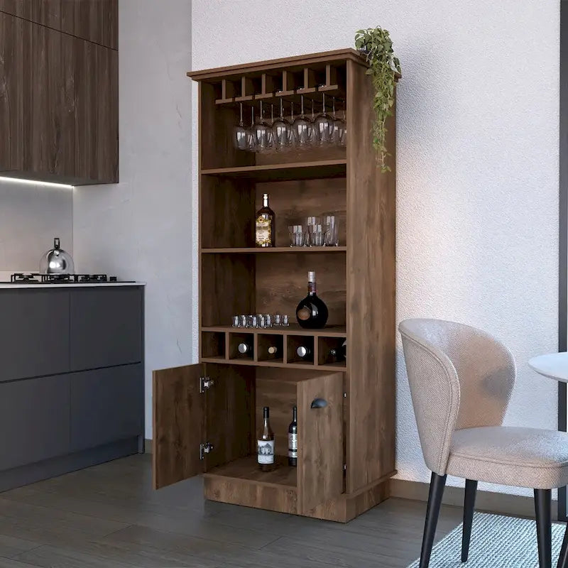 Meuble bar pour cuisine, salle à manger, salon, marron foncé