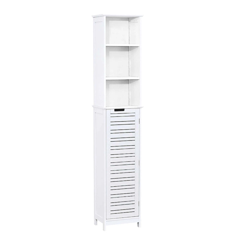 Meuble de rangement haut de salle de bain blanc Miami, armoire à linge étroite – 13 7/8L x 10.4W x 68H