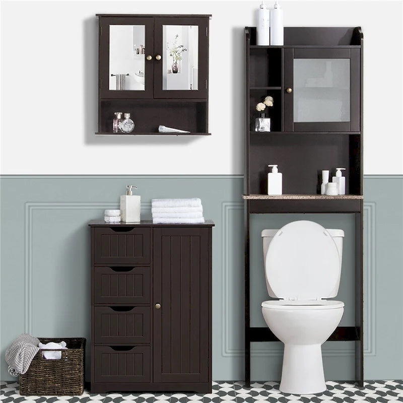 Meuble Bas Salle de Bain Yaheetech avec 4 Tiroirs, Meuble de Rangement