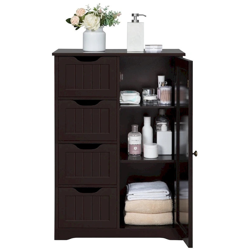 Meuble Bas Salle de Bain Yaheetech avec 4 Tiroirs, Meuble de Rangement