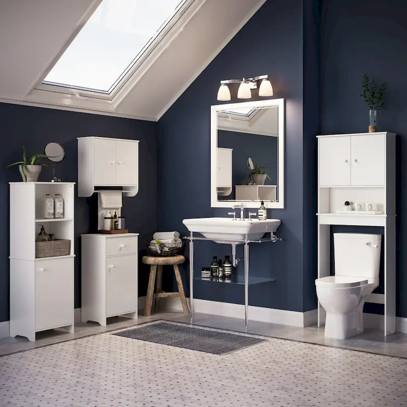 Meuble de rangement mural de salle de bain RiverRidge Medford au-dessus des toilettes – Blanc