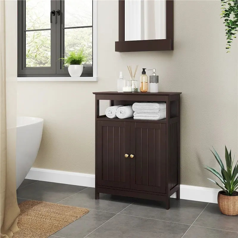 Meuble de rangement de salle de bain Yaheetech avec étagère réglable Meuble bas