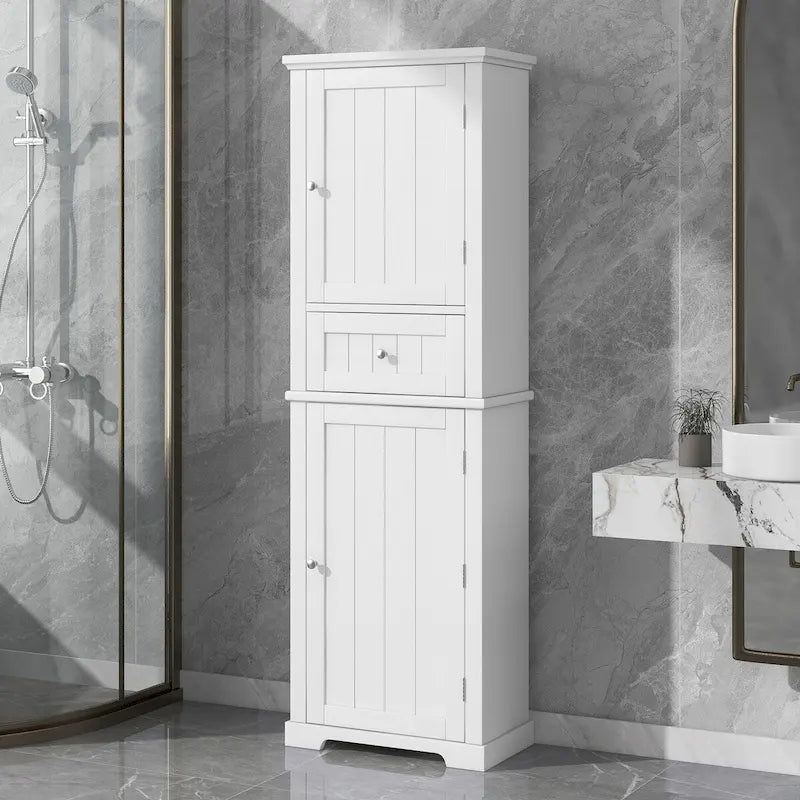 Armoire à linge avec tiroir et étagère réglable, 22 po l. x 11 po P x 67,3 po H