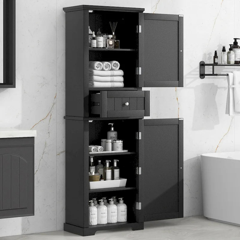 Armoire à linge avec tiroir et étagère réglable, 22 po l. x 11 po P x 67,3 po H