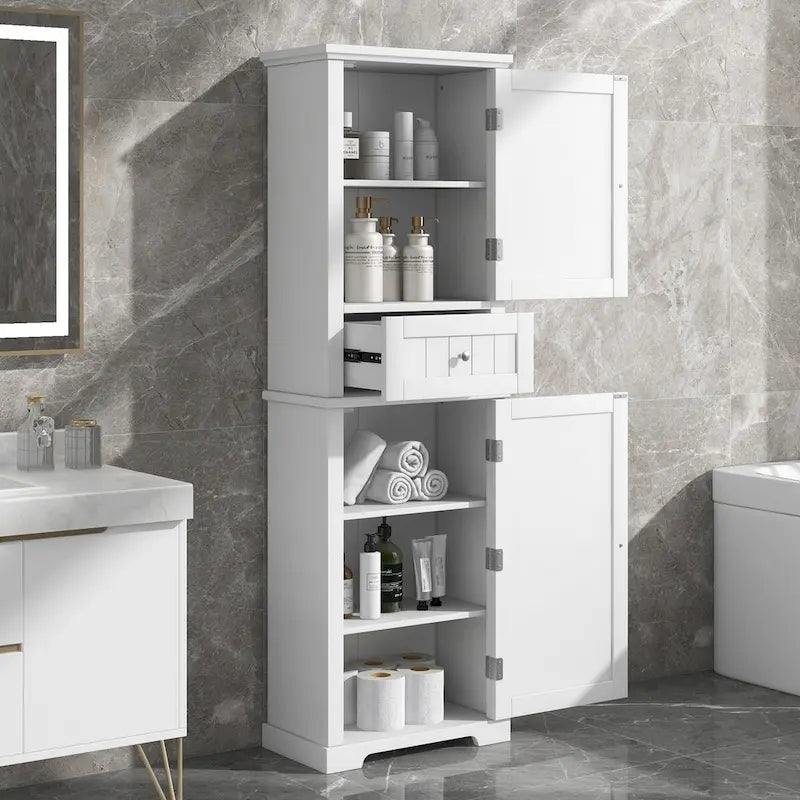 Armoire à linge avec tiroir et étagère réglable, 22 po l. x 11 po P x 67,3 po H