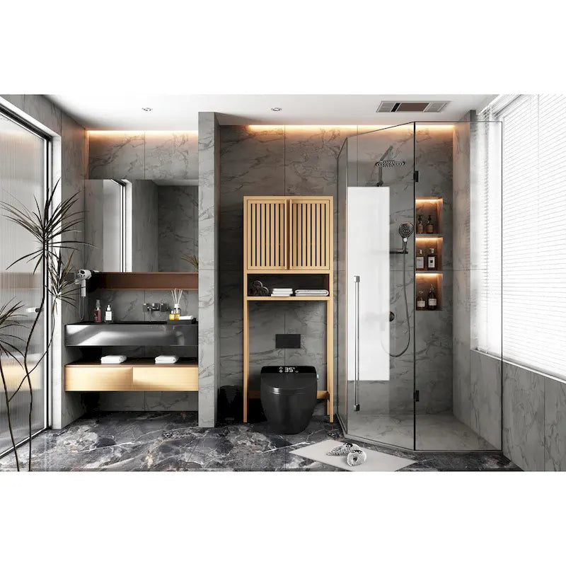 Meuble de rangement pour toilettes en bambou