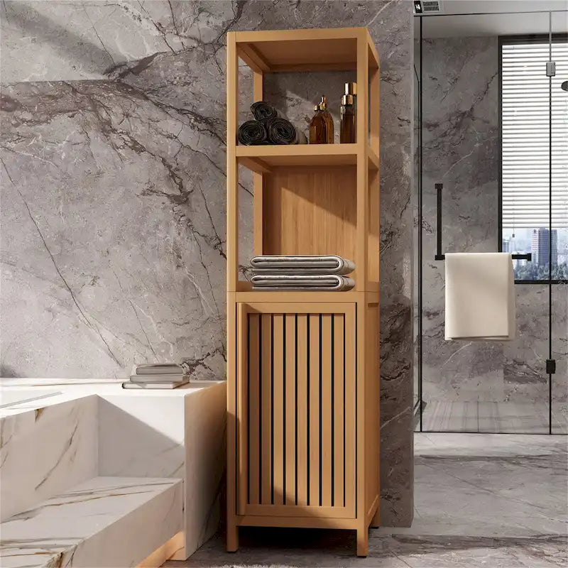 Grande Armoire de Rangement Multifonctionnelle en Bambou à Haute Capacité