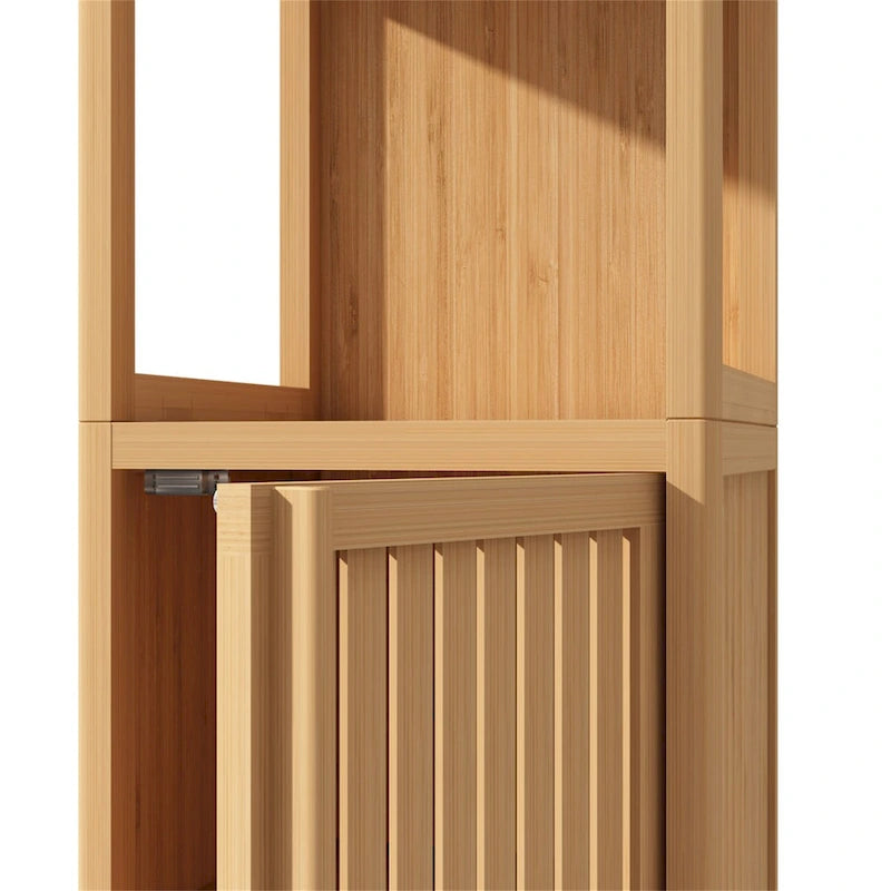 Grande Armoire de Rangement Multifonctionnelle en Bambou à Haute Capacité