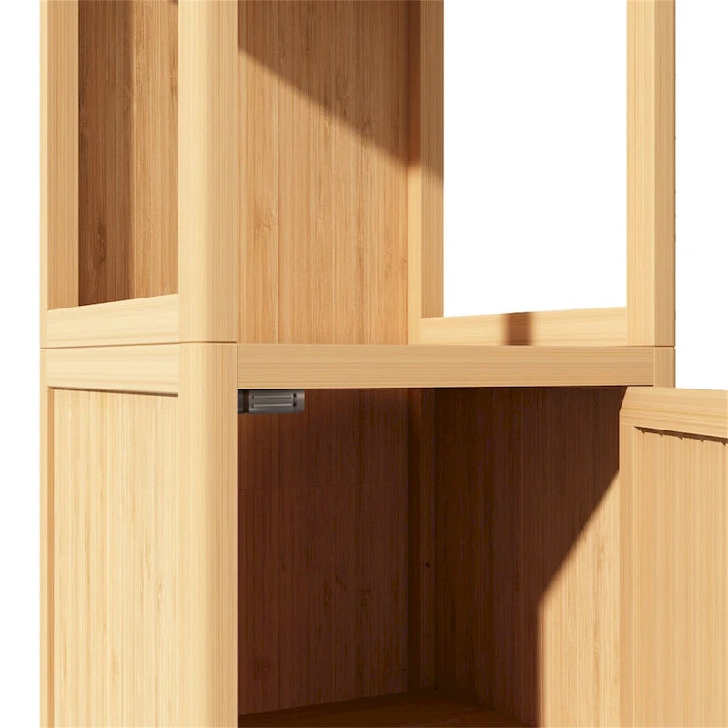 Grande Armoire de Rangement Multifonctionnelle en Bambou à Haute Capacité