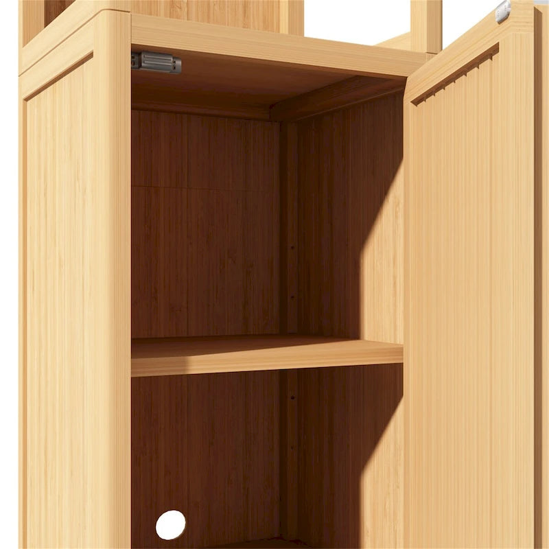 Grande Armoire de Rangement Multifonctionnelle en Bambou à Haute Capacité