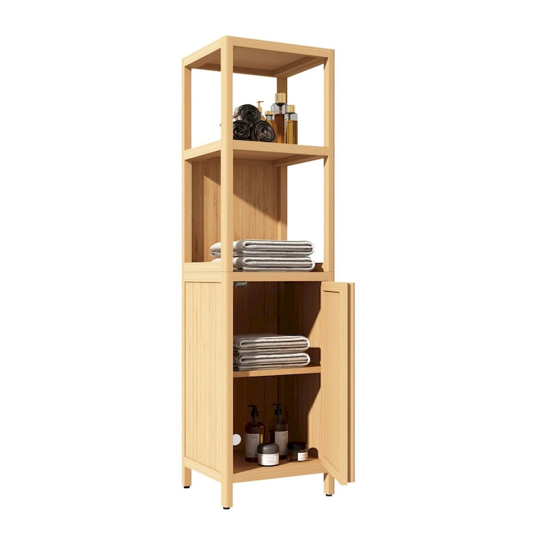 Grande Armoire de Rangement Multifonctionnelle en Bambou à Haute Capacité