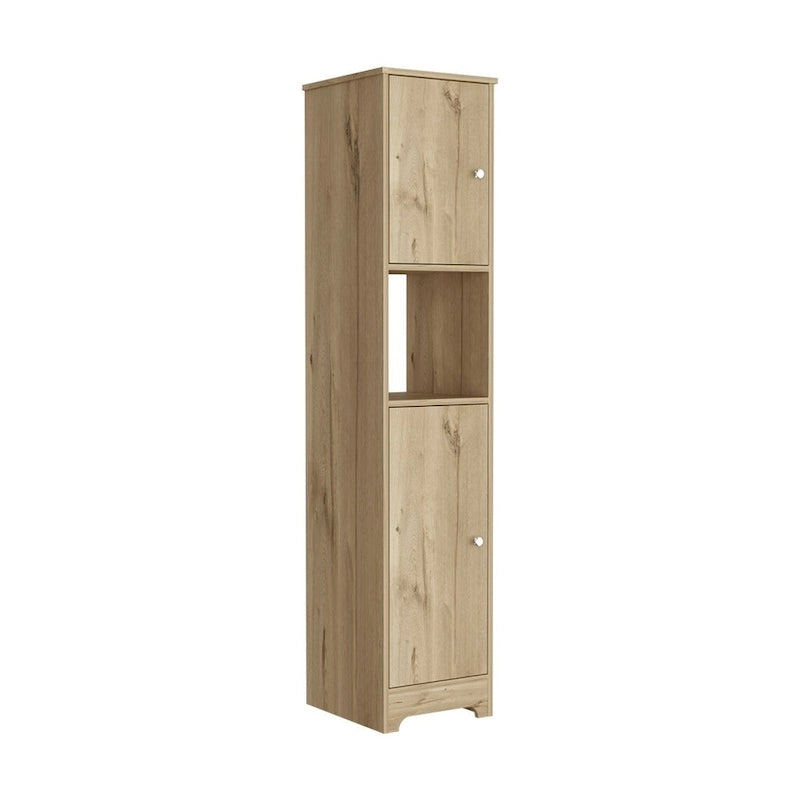 Colonne de rangement Albany, quatre étagères intérieures, finition chêne clair, haute qualité et durable