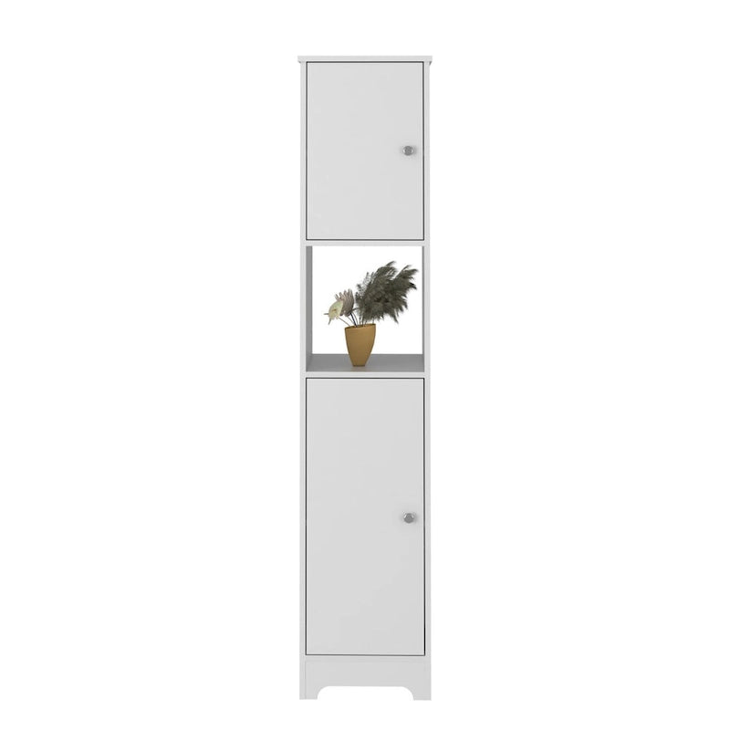 Colonne de rangement Albany, quatre étagères intérieures, finition chêne clair, haute qualité et durable