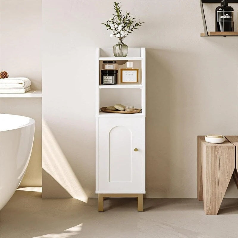 Meuble de Rangement Salle de Bain Petit Meuble d'Angle au Sol avec Porte et Étagères - 20 P x 20 L x 83 H cm