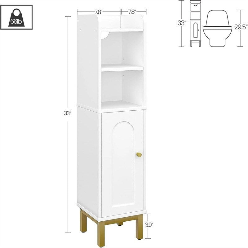 Meuble de Rangement Salle de Bain Petit Meuble d'Angle au Sol avec Porte et Étagères - 20 P x 20 L x 83 H cm