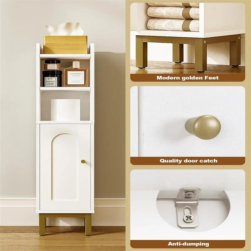 Meuble de Rangement Salle de Bain Petit Meuble d'Angle au Sol avec Porte et Étagères - 20 P x 20 L x 83 H cm
