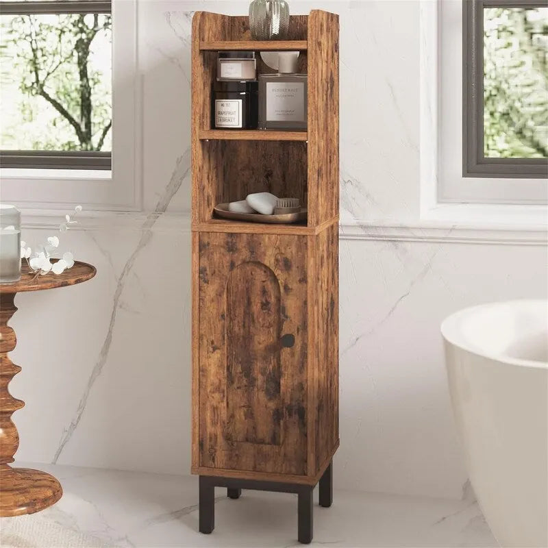 Meuble de Rangement Salle de Bain Petit Meuble d'Angle au Sol avec Porte et Étagères - 20 P x 20 L x 83 H cm