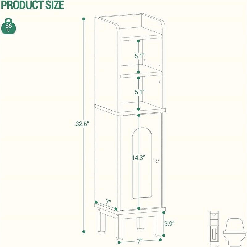 Meuble de Rangement Salle de Bain Petit Meuble d'Angle au Sol avec Porte et Étagères - 20 P x 20 L x 83 H cm