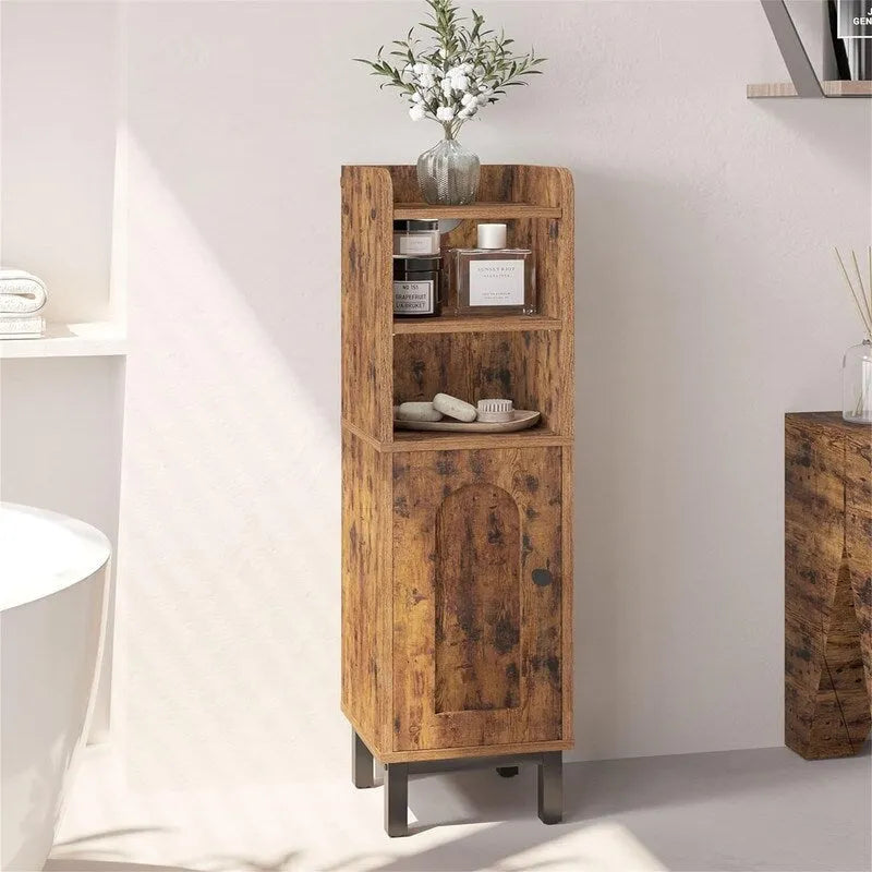 Meuble de Rangement Salle de Bain Petit Meuble d'Angle au Sol avec Porte et Étagères - 20 P x 20 L x 83 H cm